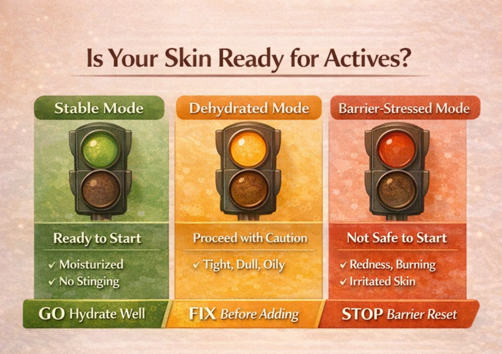 Actives introduction guide with skin readiness and weekly schedule (TheKBeautyNote)